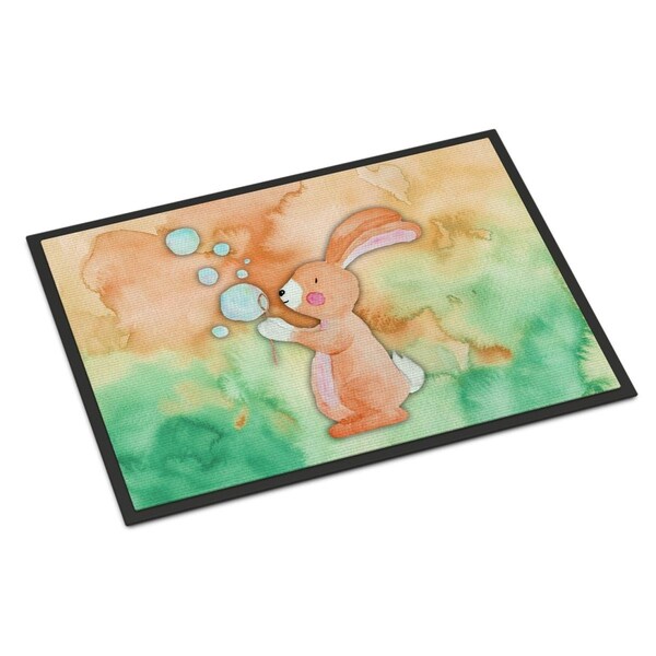 Carolines Treasures 24 x 36 in. Rabbit & Bubbles Watercolor Indoor or Outdoor Mat BB7349JMAT - main